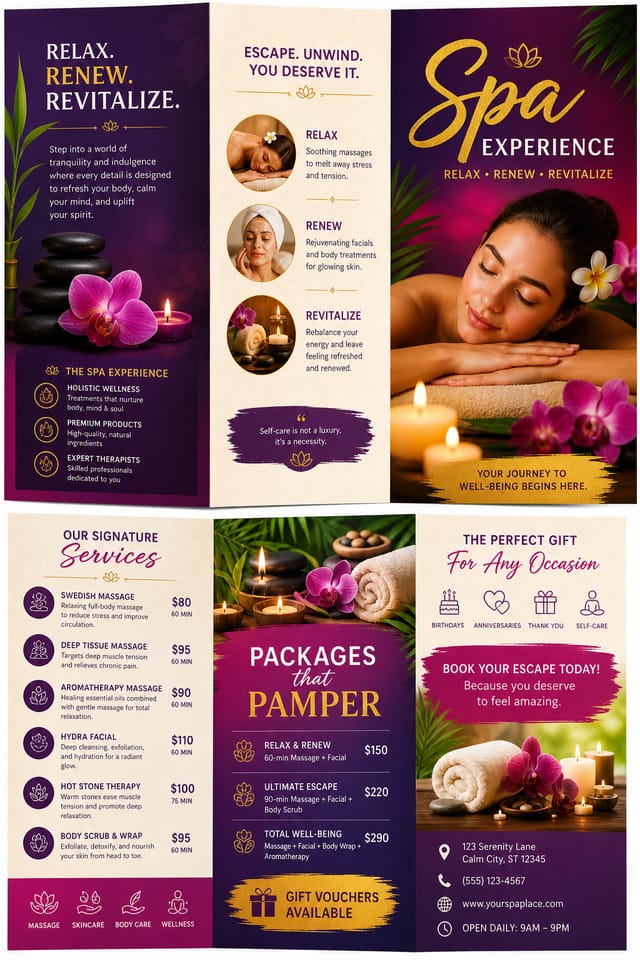Spa Brochure — vibrant style brochure cover