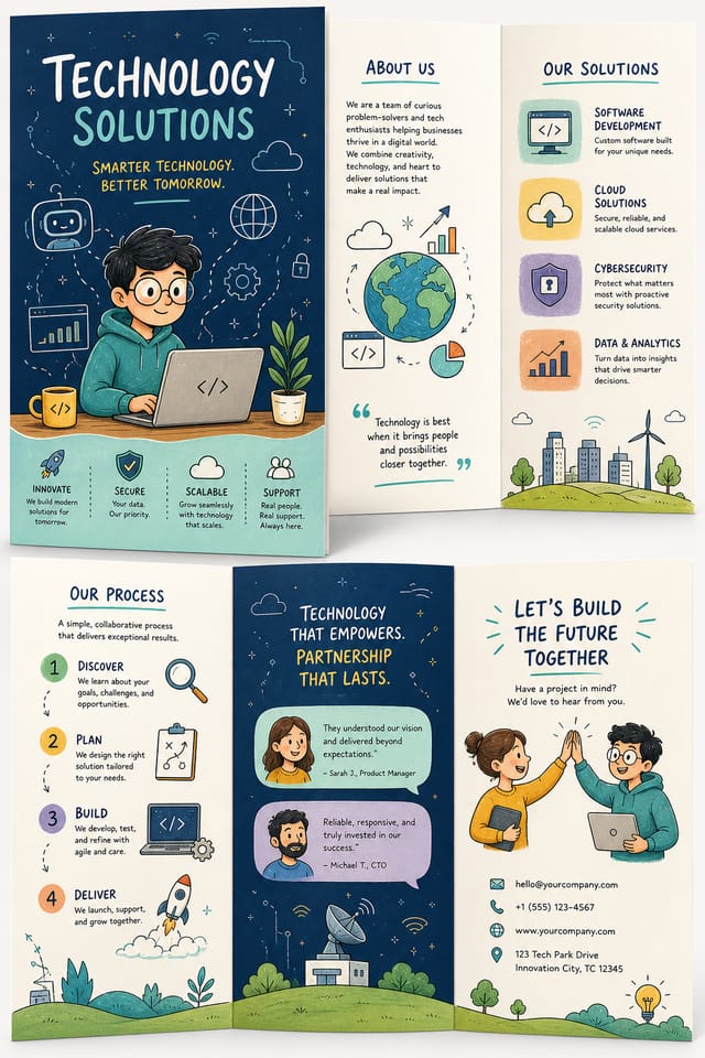 Technology Brochure — illustration style brochure cover