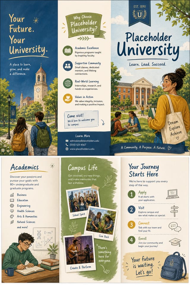 University Brochure — illustration style brochure cover