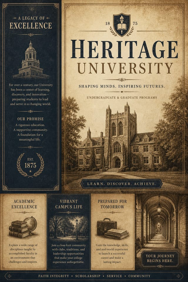 University Brochure — vintage style brochure cover