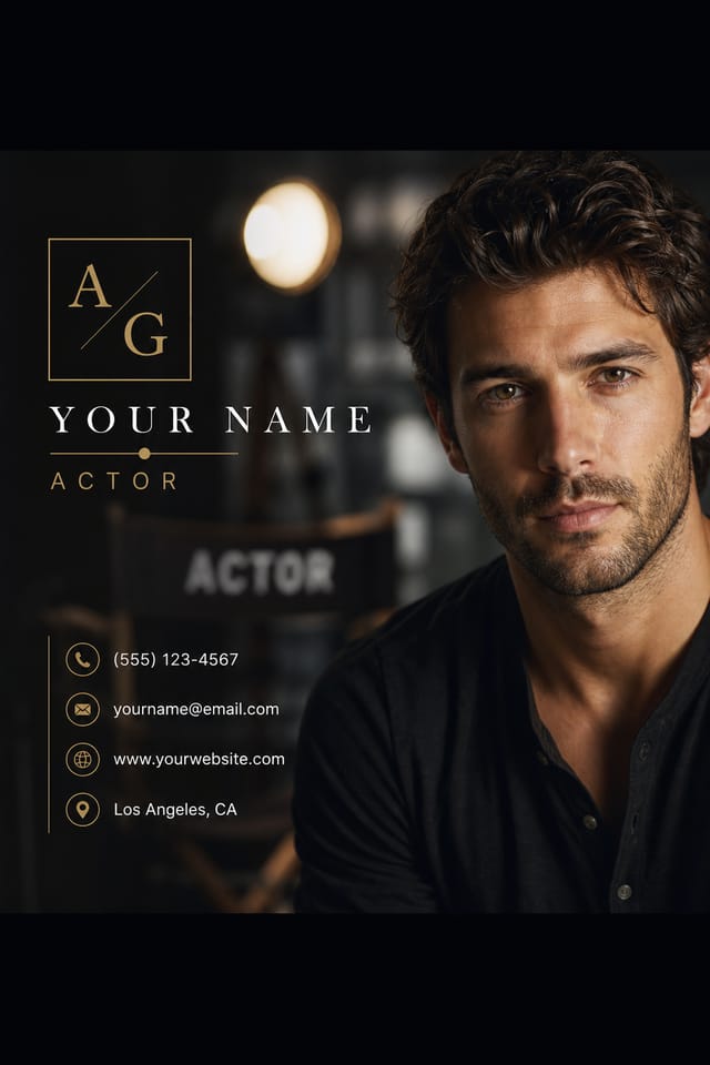 Actor Business Card — photo-realistic style business card design