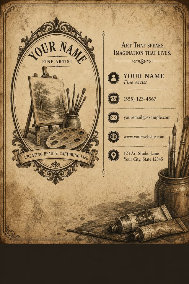 Artist Business Card — vintage style business card design