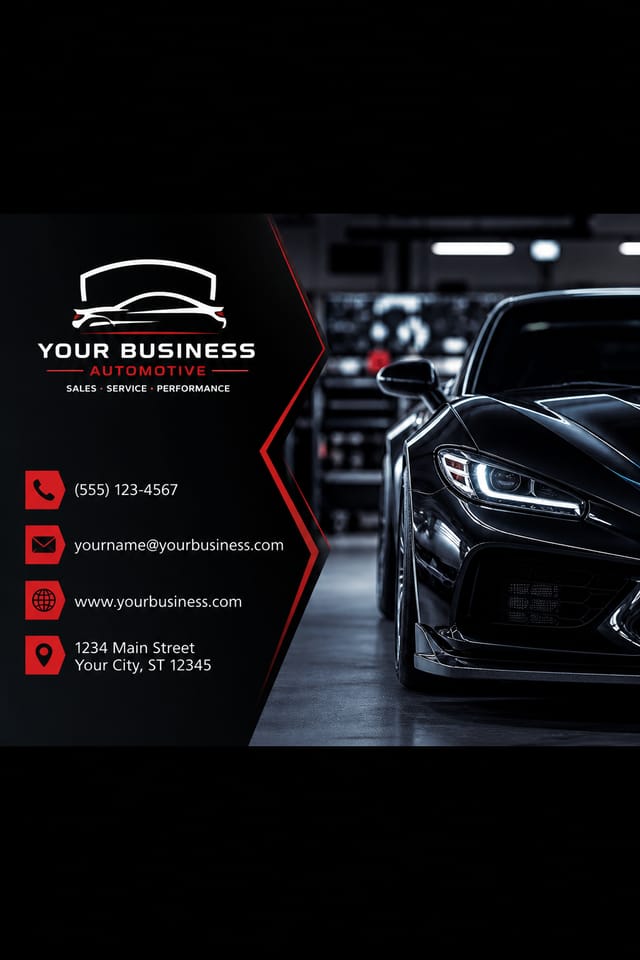 Automotive Business Card — photo-realistic style business card design