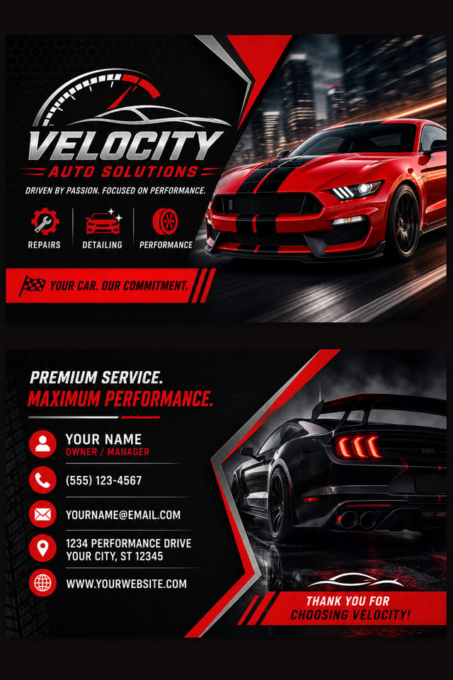 Automotive Business Card — vibrant style business card design