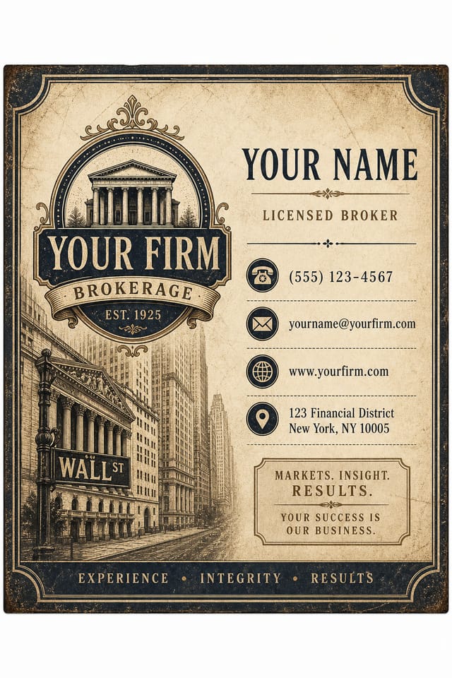 Broker Business Card — vintage style business card design