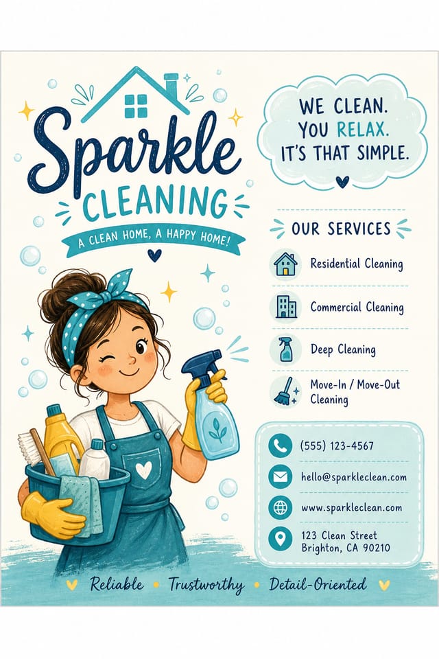 Cleaning Business Card — illustration style business card design