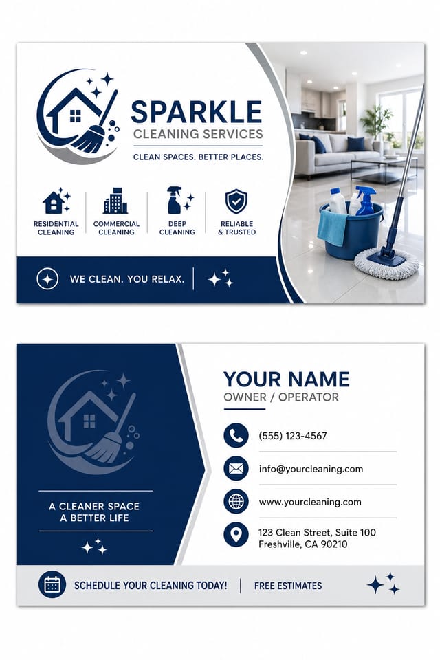 Cleaning Business Card — corporate style business card design