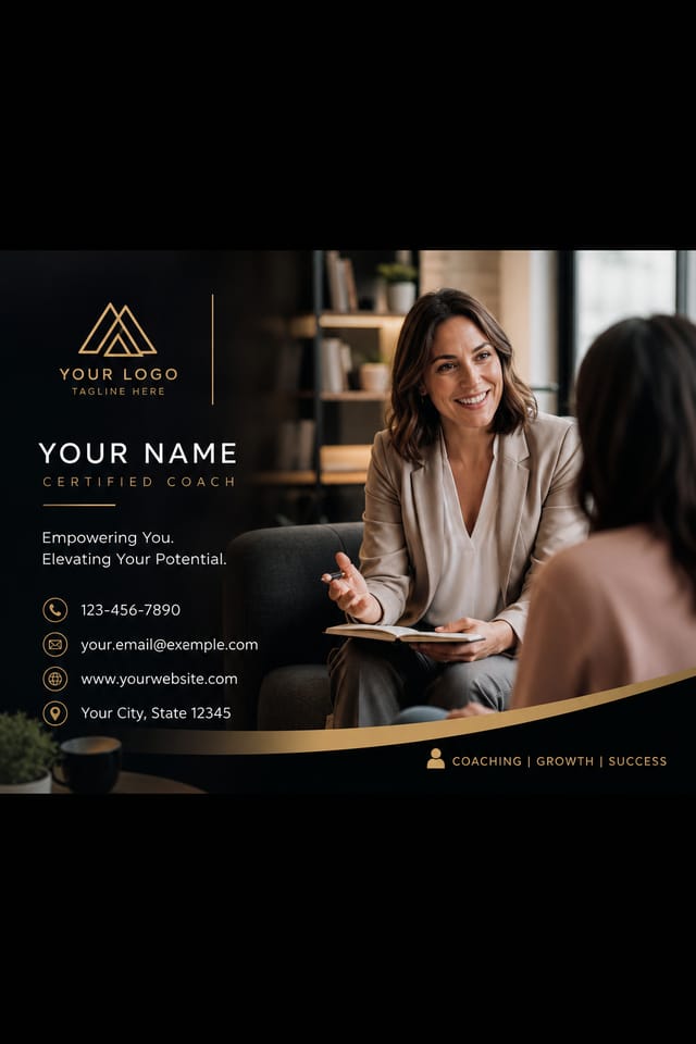 Coaching Business Card — photo-realistic style business card design