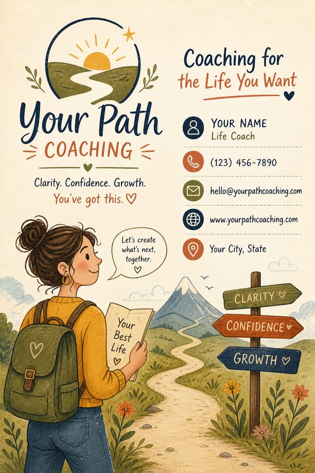 Coaching Business Card — illustration style business card design
