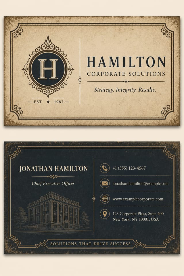 Corporate Business Card — vintage style business card design