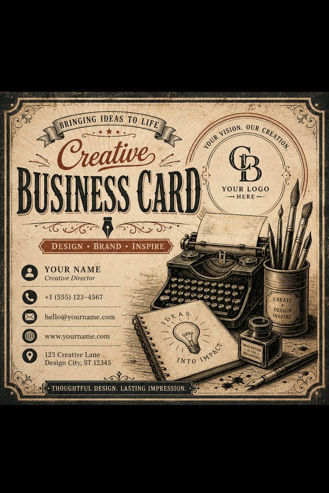 Creative Business Card — vintage style business card design