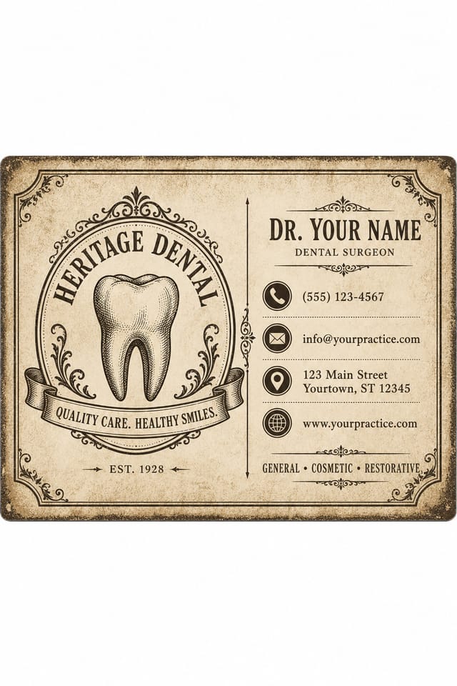 Dental Business Card — vintage style business card design