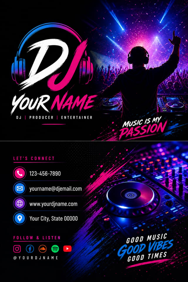 Dj Business Card — vibrant style business card design