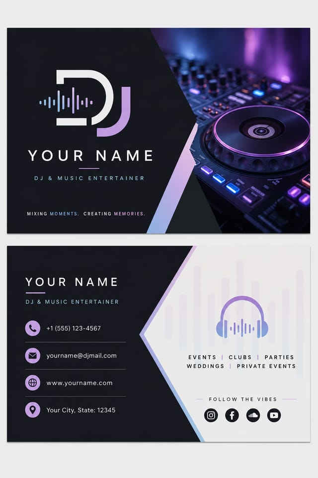 Dj Business Card — modern style business card design