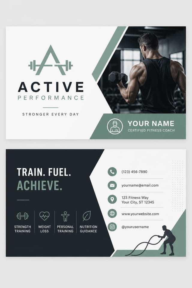 Fitness Business Card — modern style business card design
