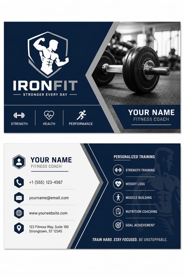 Fitness Business Card — corporate style business card design