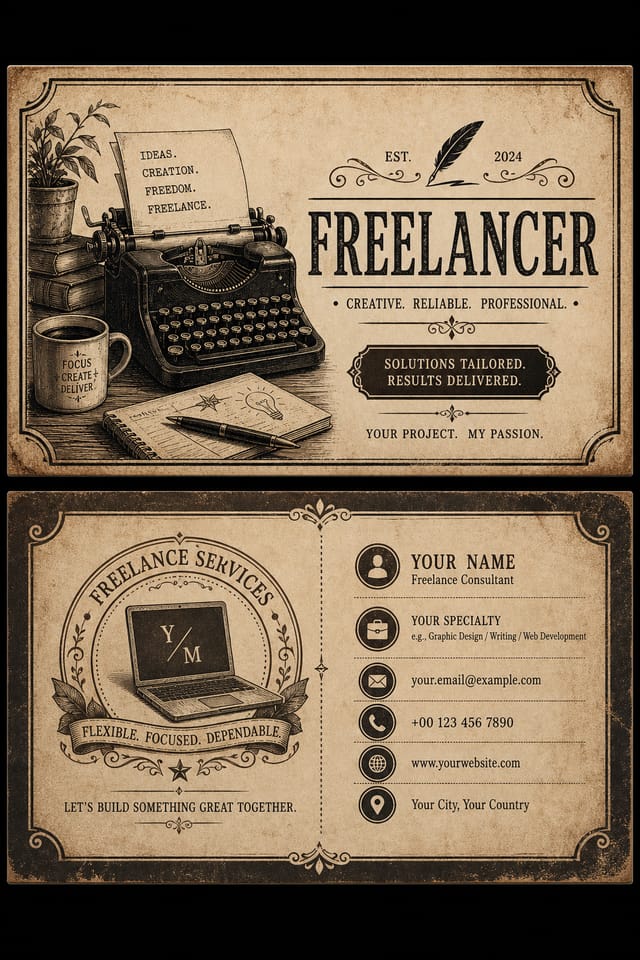Freelancer Business Card — vintage style business card design