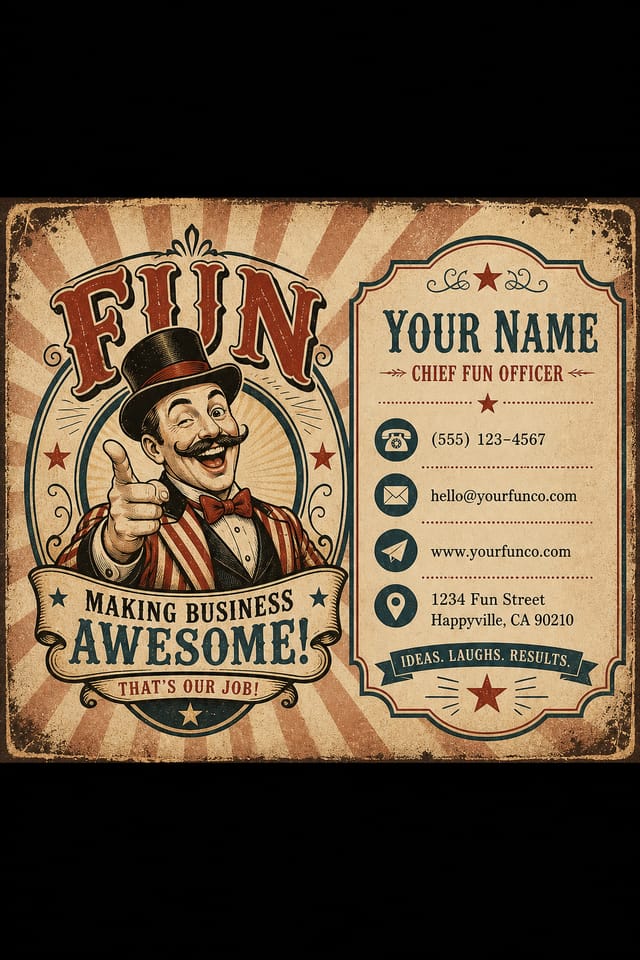 Fun Business Card — vintage style business card design