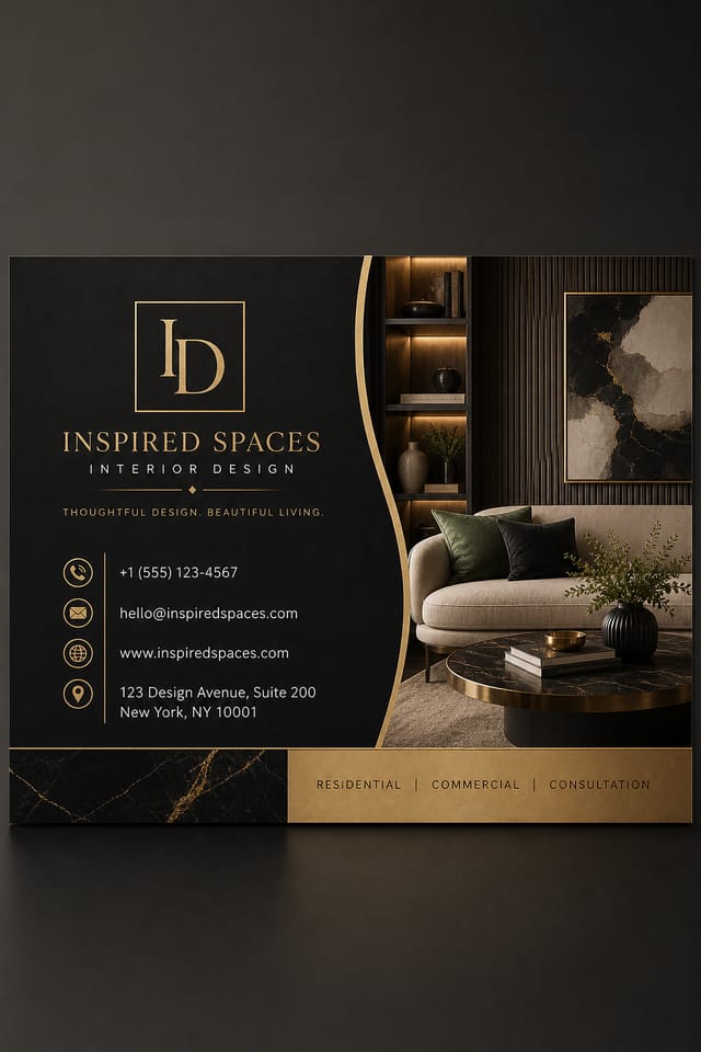 Interior Design Business Card — elegant style business card design