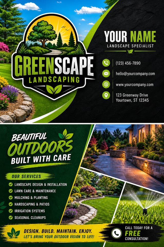 Landscape Business Card — vibrant style business card design
