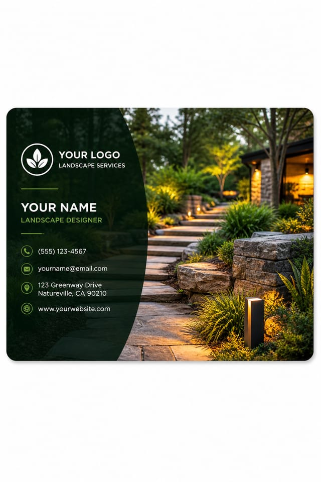 Landscape Business Card — photo-realistic style business card design