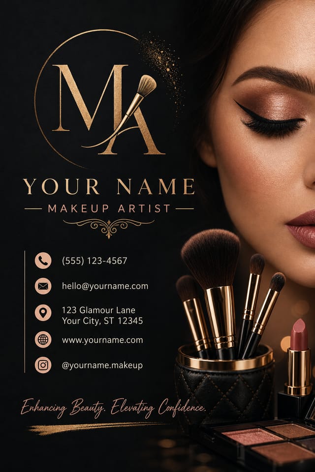 Makeup Artist Business Card — elegant style business card design