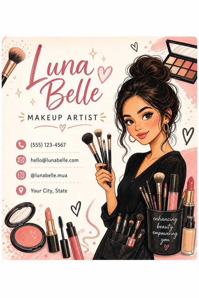 Makeup Artist Business Card — illustration style business card design