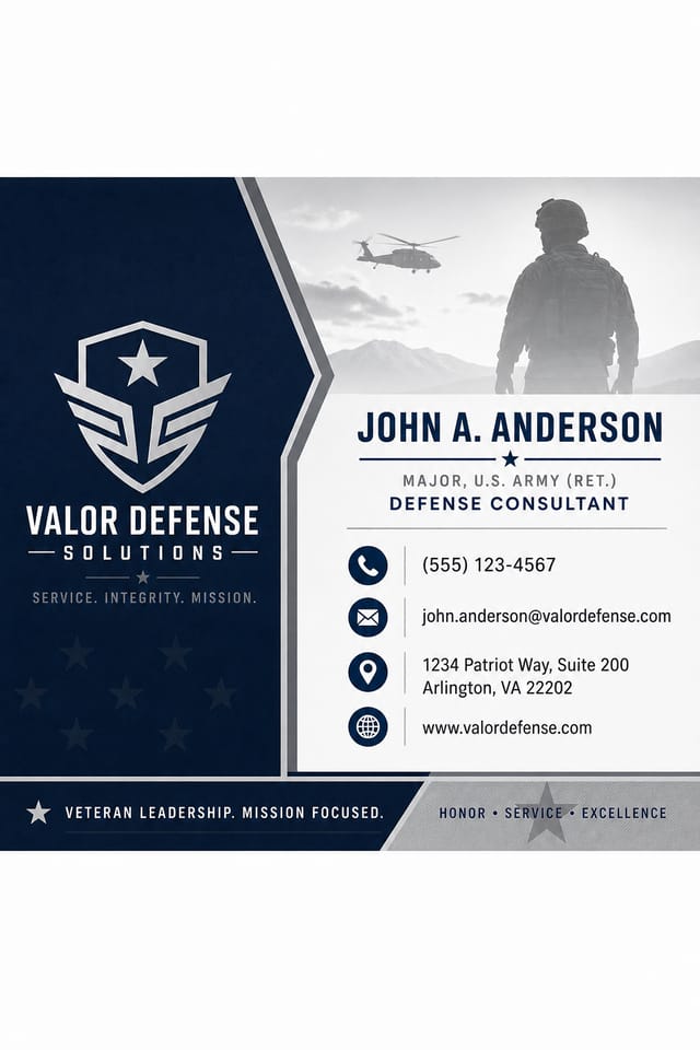 Military Business Card — corporate style business card design