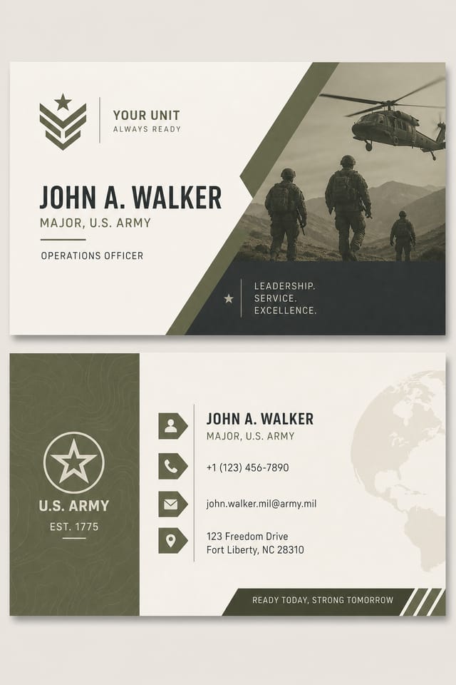 Military Business Card — modern style business card design