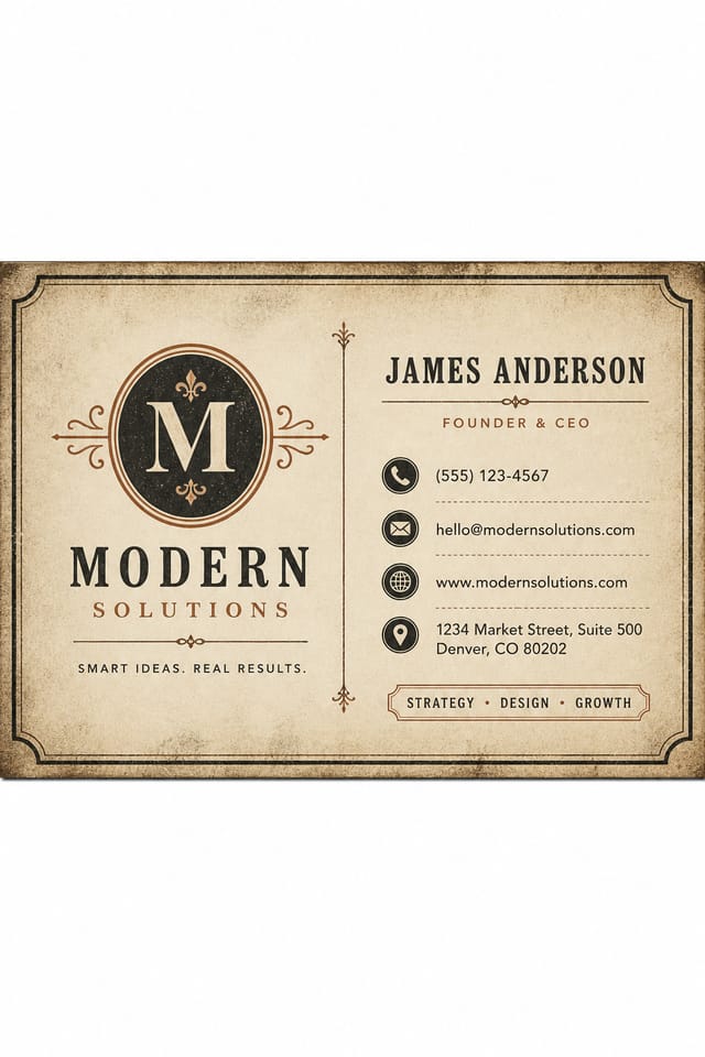 Modern Business Card — vintage style business card design