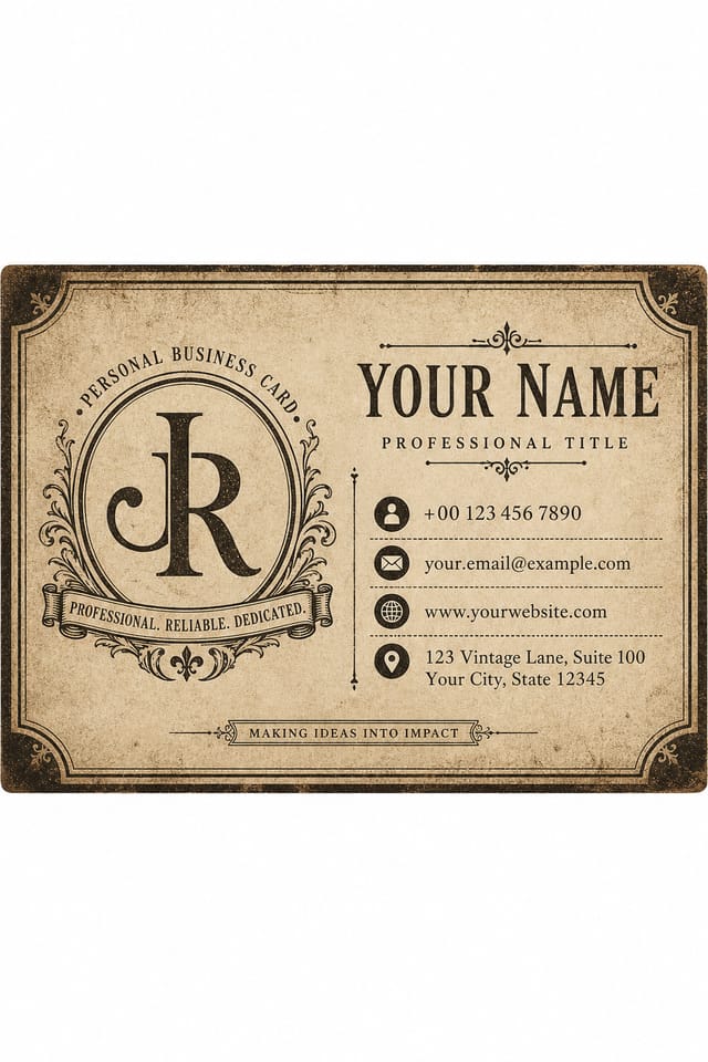 Personal Business Card — vintage style business card design