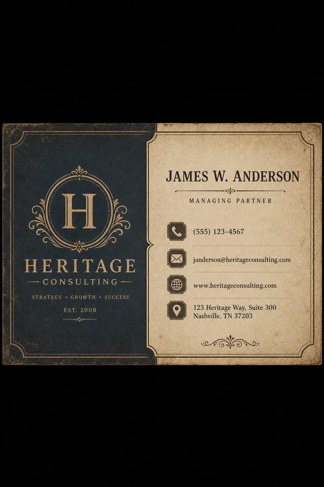 Professional Business Card — vintage style business card design, featuring corporate gradient, clean grid layout, professional palette