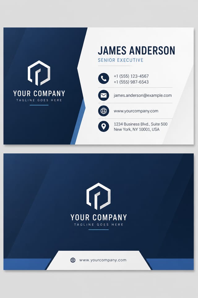 Professional Business Card — corporate style business card design, featuring corporate gradient, clean grid layout, professional palette