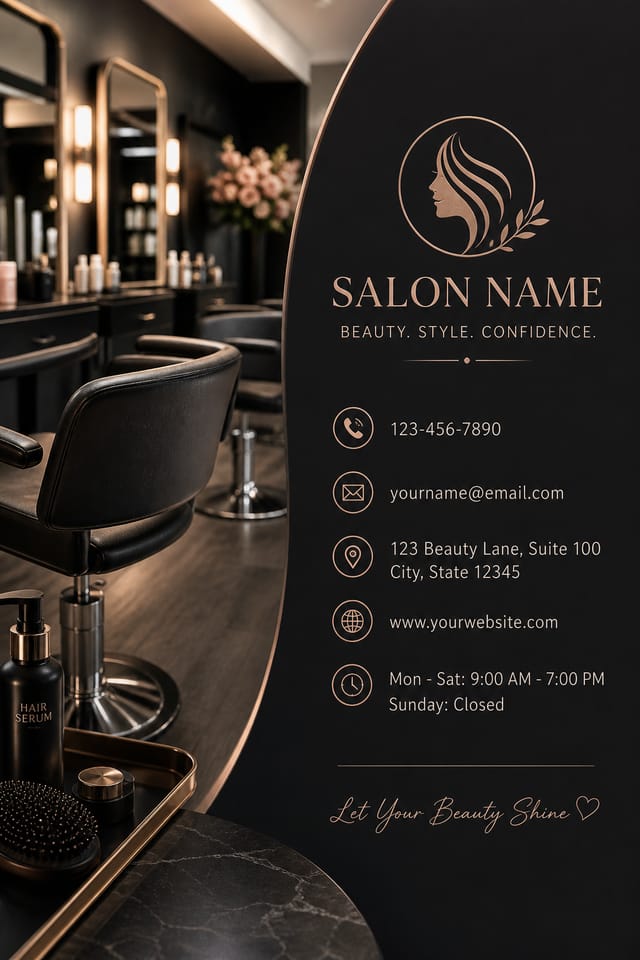 Salon Business Card — photo-realistic style business card design