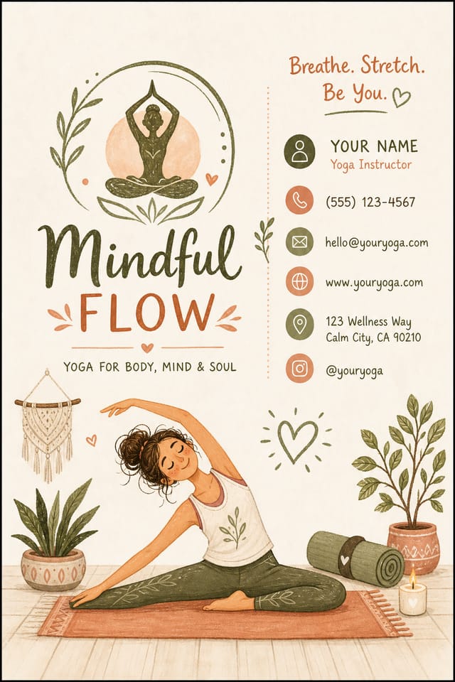 Yoga Business Card — illustration style business card design