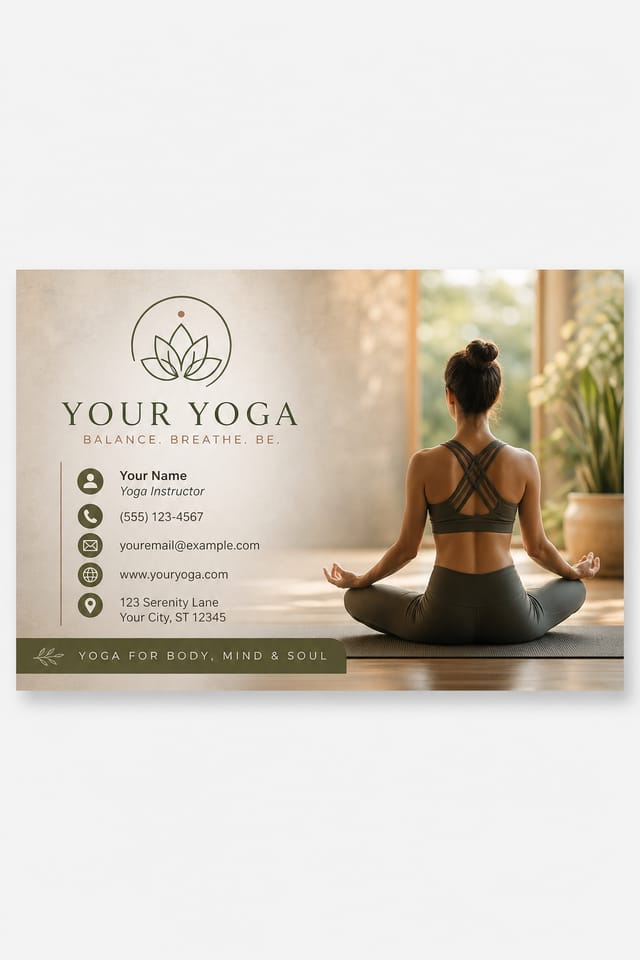 Yoga Business Card — photo-realistic style business card design