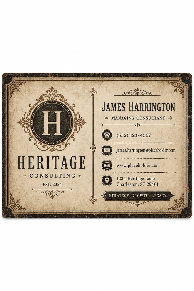 Business Card — vintage style business card design