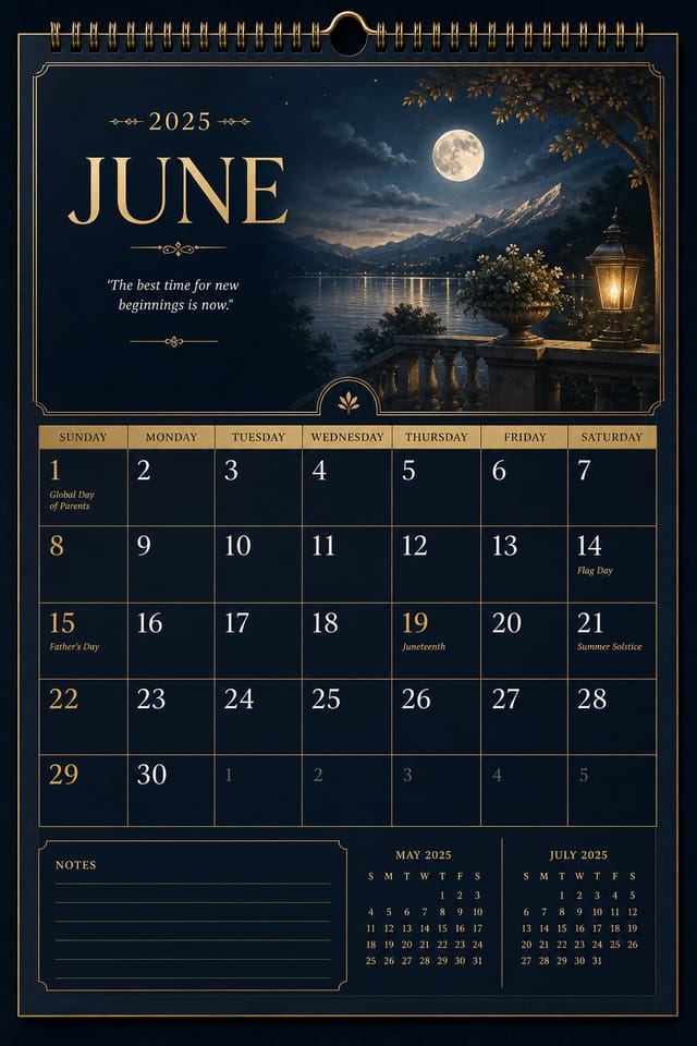 Monthly Calendar — elegant style calendar page