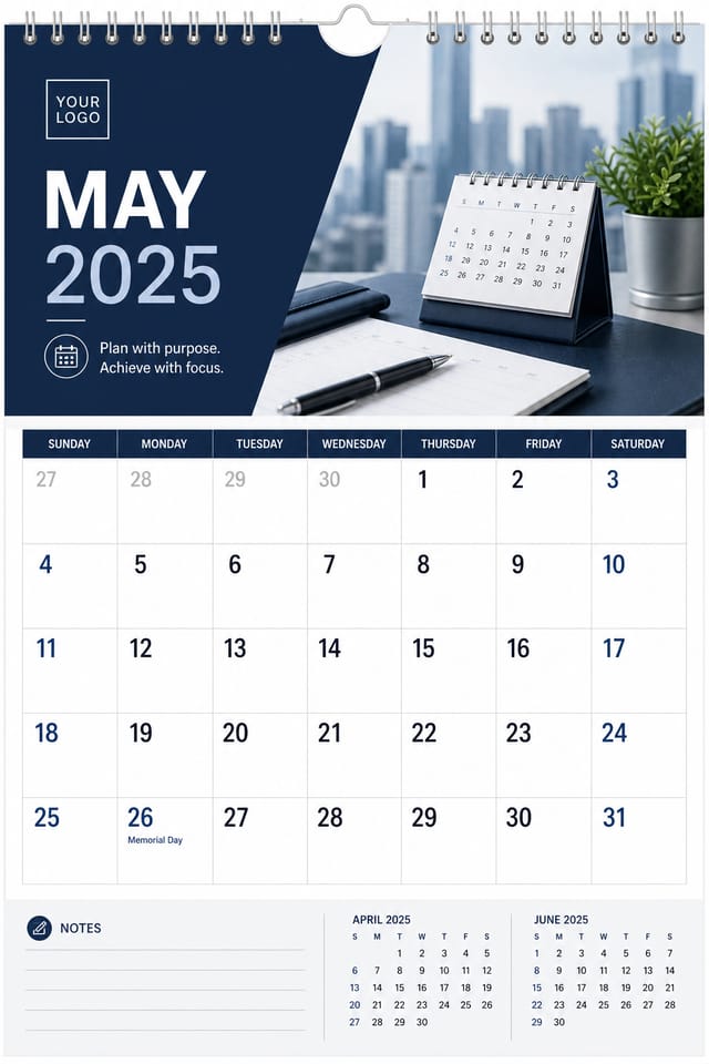 Calendario — corporate style calendar page