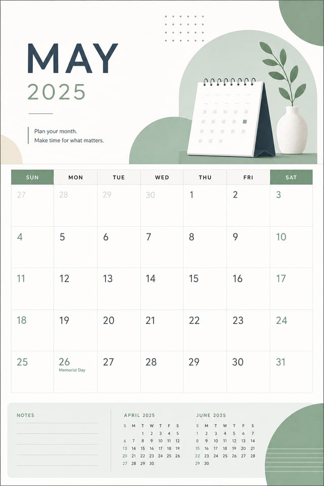 Calendario — modern style calendar page