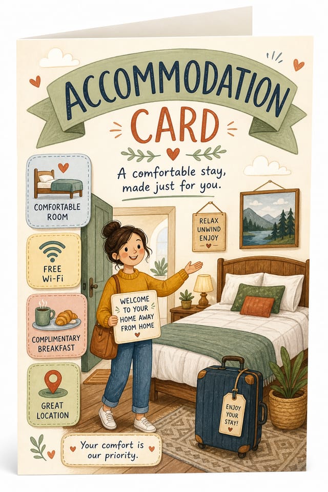 Accommodation Card — illustration style card design