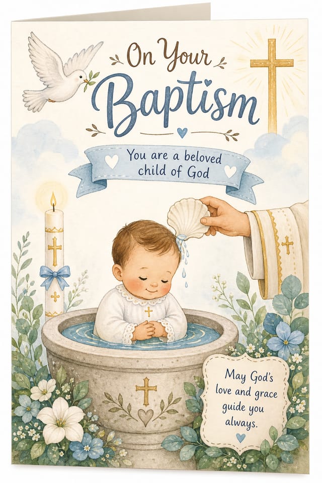 Baptism Card — illustration style card design