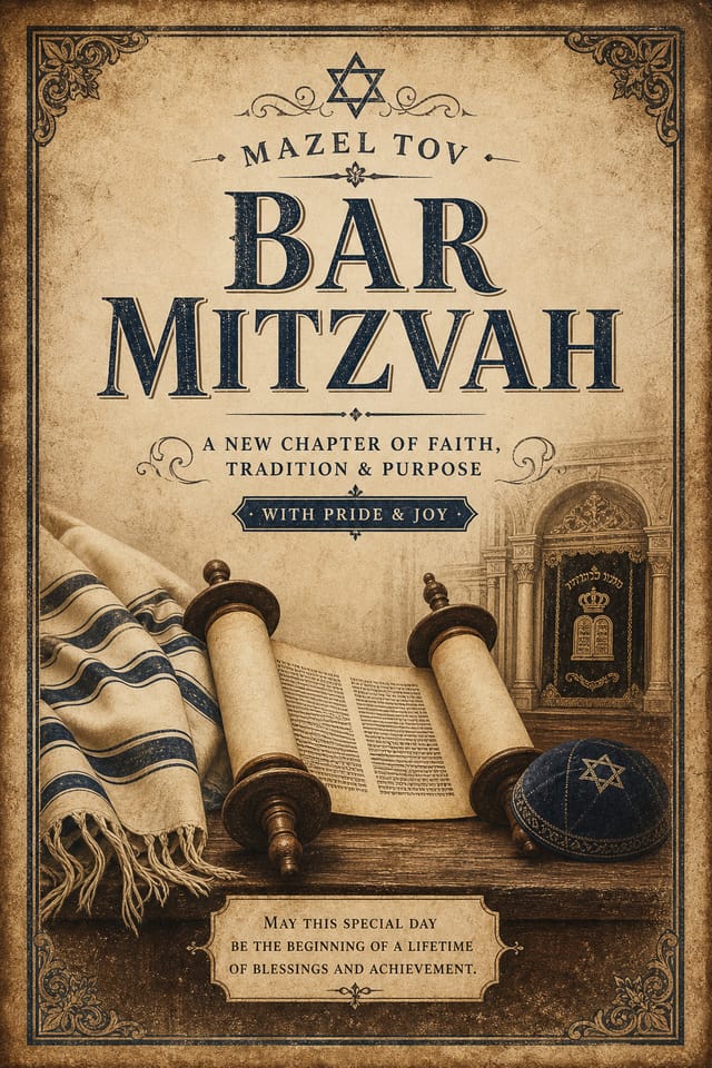 Bar Mitzvah Card — vintage style card design
