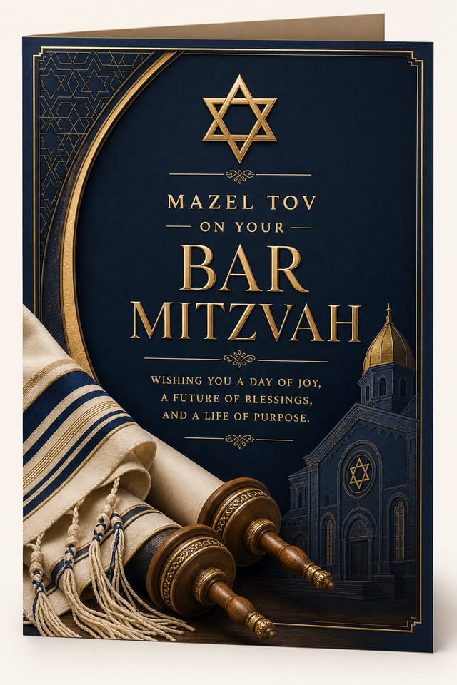 Bar Mitzvah Card — elegant style card design