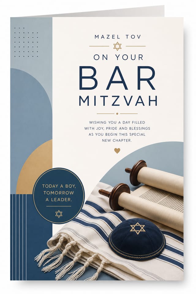 Bar Mitzvah Card — modern style card design