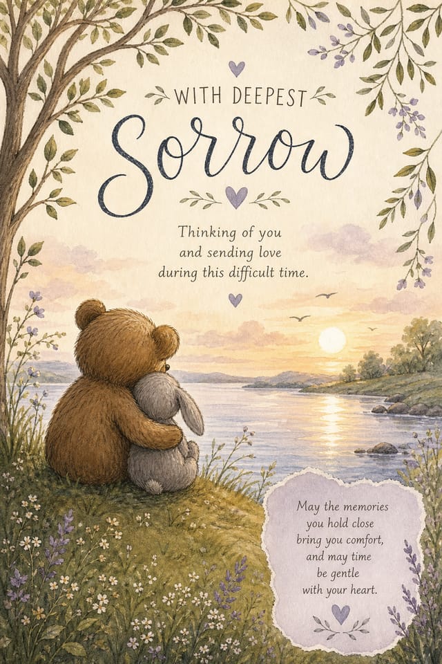 Bereavement Card — illustration style card design