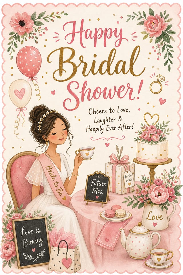Bridal Shower Card — illustration style card design