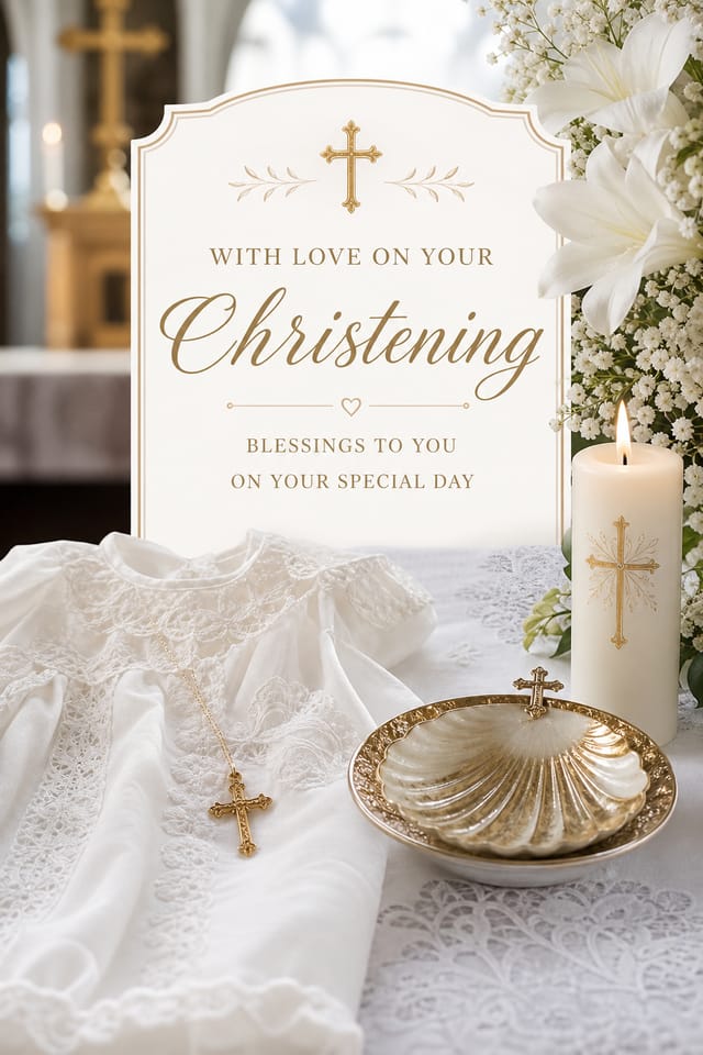 Christening Card — photo-realistic style card design