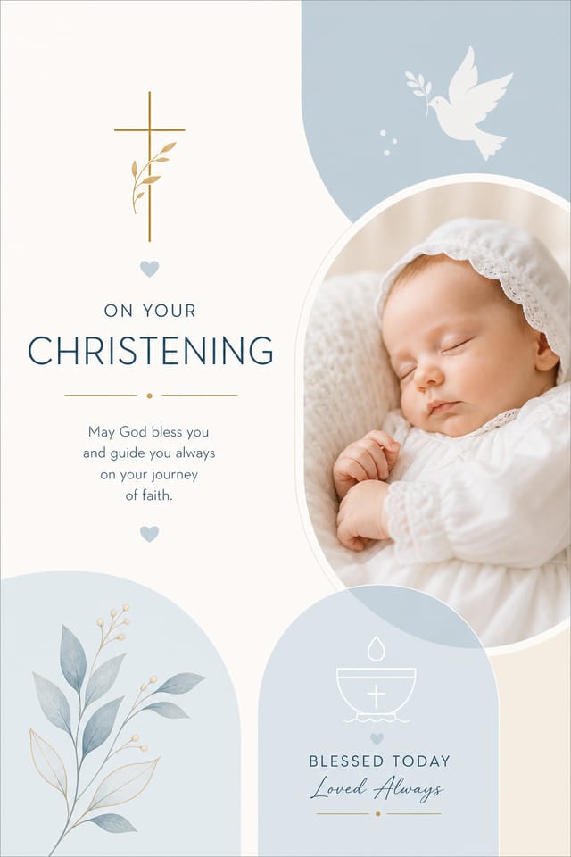 Christening Card — modern style card design