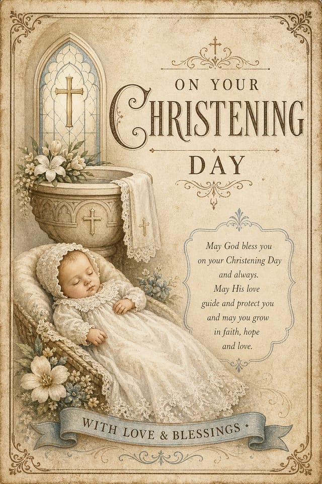 Christening Card — vintage style card design
